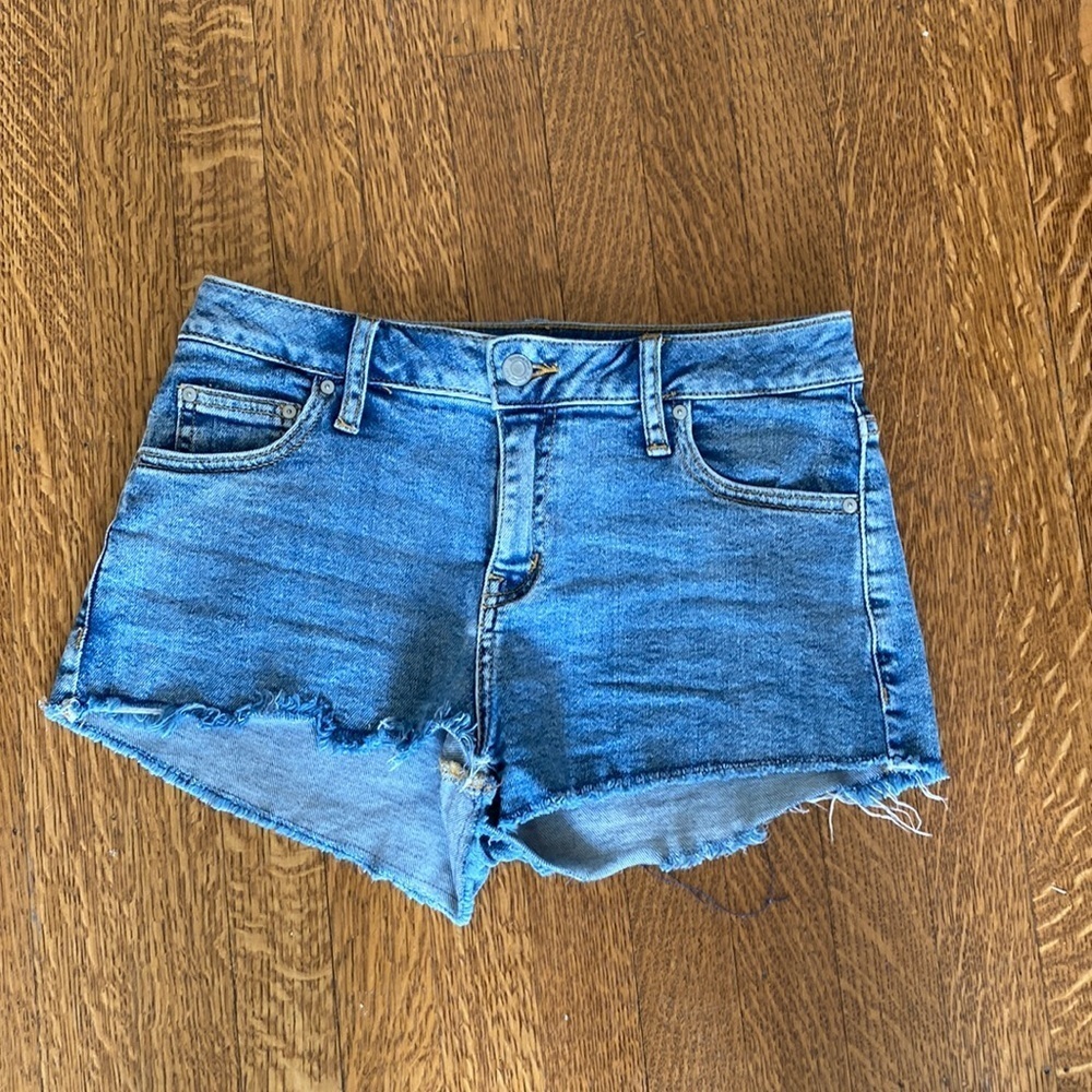 Aritzia Blue Denim High-Rise Cutoff Jean Shorts